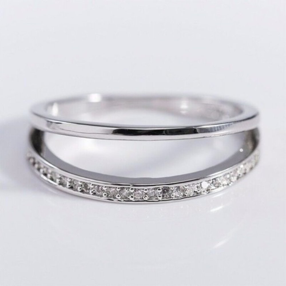 Creation 925 Silver Cubic Zircon Wedding Ring New - Picture 2 of 3